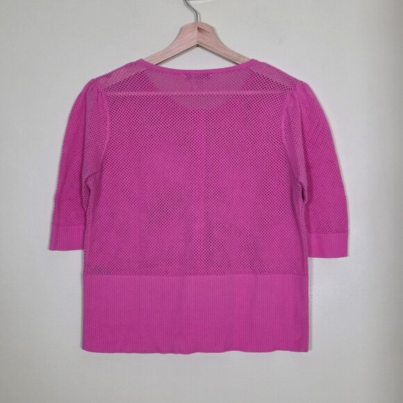 Bianca Nygard Cardigan Womens XL Hot Pink SS Button Up Round Neck Boho Open Knit - Picture 13 of 13